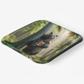 Assiettes En Carton Ours tenant une bière en forêt (Angulaire)