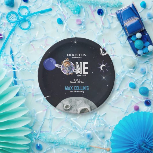 Assiettes En Carton Outer Space Astronaut 1st Birthday (Fête)
