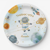 Assiettes En Carton Outer Space Astronaut Birthday Thank You (Devant)