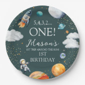 Assiettes En Carton Outer Space Rocket 1st Birthday (Devant)