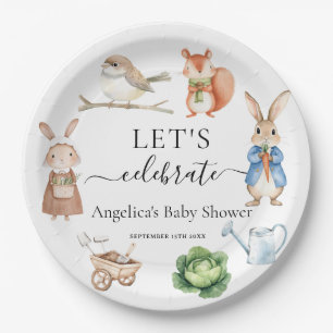 Assiettes En Carton Outils de jardin Animaux Lapin Shower de bébé