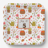 Assiettes En Carton Outils de jardinage mignon et Plante Motif sans co (Recto)