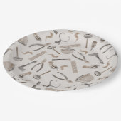 Assiettes En Carton Outils neutres de construction d'aquarelle Boho (Angle)