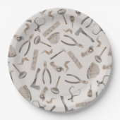 Assiettes En Carton Outils neutres de construction d'aquarelle Boho (Devant)