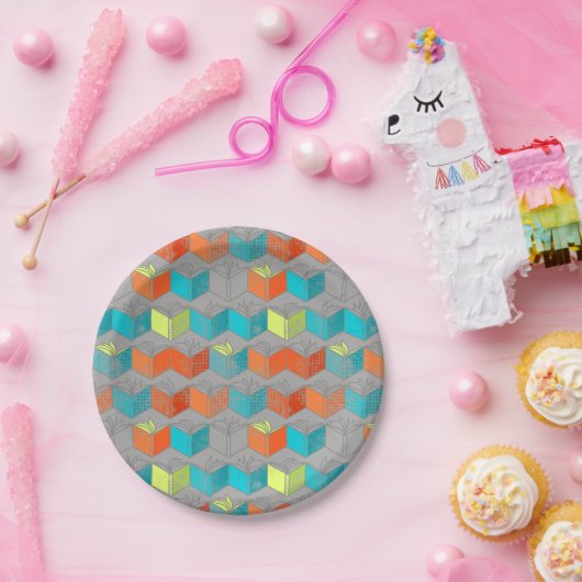 Assiettes En Carton Ouvert aux livres (Fête)