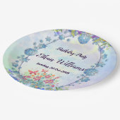 Assiettes En Carton Oval bleu doux Pastel violet Hydrangea Anniversair (Angle)