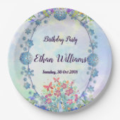 Assiettes En Carton Oval bleu doux Pastel violet Hydrangea Anniversair (Devant)