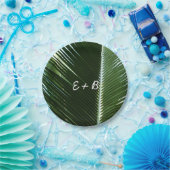 Assiettes En Carton Overlapping Palm Fronds Tropical Green Abstract (Fête)