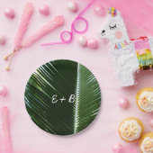 Assiettes En Carton Overlapping Palm Fronds Tropical Green Abstract (Fête)