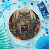 Assiettes En Carton Owl at Night with a Full Moon Pattern Wedding (Fête)
