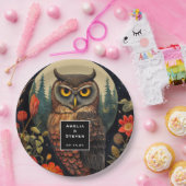 Assiettes En Carton Owl at Night with a Full Moon Pattern Wedding (Fête)