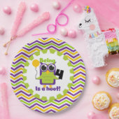 Assiettes En Carton Owl Being 4 est une plaque de papier d'anniversair (Fête)