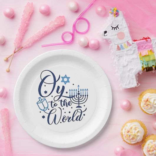 Assiettes En Carton Oy to the World Hanoukka Juif Drôle (Fête)