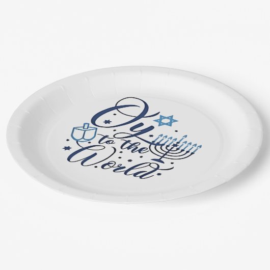Assiettes En Carton Oy to the World Hanoukka Juif Drôle (Angle)