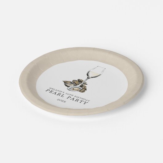 Assiettes En Carton Oyster Pearl Party Tan| Blanc (Angle)