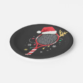 Assiettes En Carton Paddle de tennis avec chapeau de Santa et lumières (Angle)