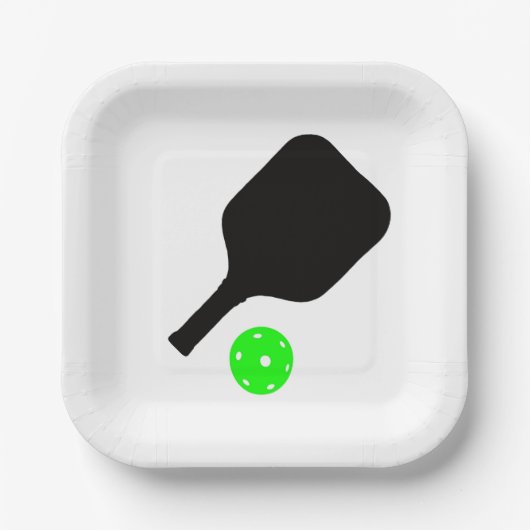 Assiettes En Carton Pagaies de Pickleball & balles vertes (Recto)