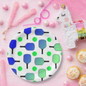 Assiettes En Carton Pagaies de Pickleball Bleu et Vert Pickleball Vert (Fête)