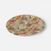 Assiettes En Carton Page de Junk Journal avec fleurs + oiseaux - (Angle)