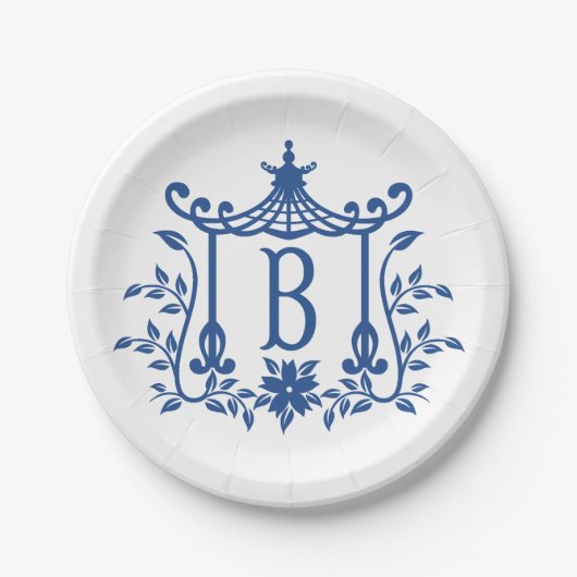 Assiettes En Carton Pagode Chic Monogramme B Plaque papier (Devant)