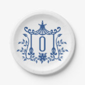 Assiettes En Carton Pagode Chic Monogramme O Plaque Papier (Devant)