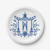Assiettes En Carton Pagode Chic Monogramme W Plaque en papier (Devant)