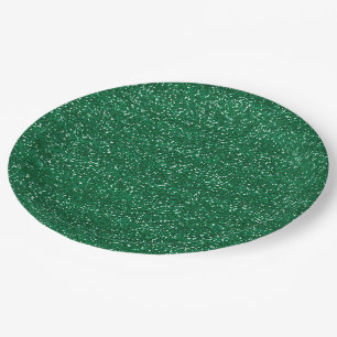 Assiettes En Carton Pailleté Vert & Paillettes Argentées