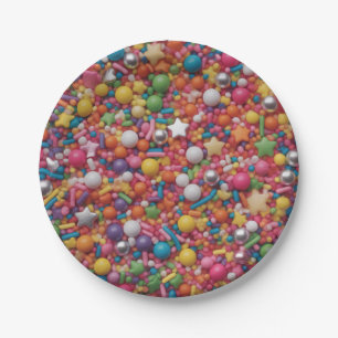 Assiettes En Carton Paillettes arc-en-ciel