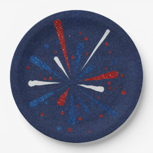 Assiettes En Carton Paillettes de feu d'artifice du 4 juillet