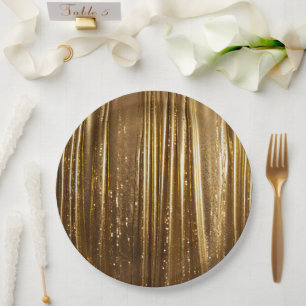 Assiettes En Carton Paillettes de glamour doré féminin rayé