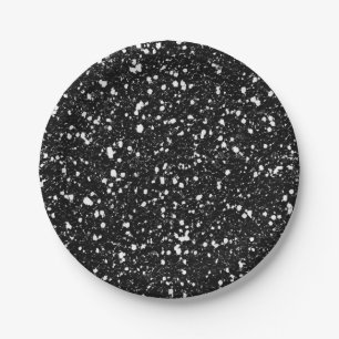 Assiettes En Carton Paillettes de soirée personnalisées Black Sparkle 