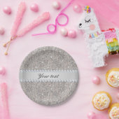 Assiettes En Carton Paillettes et diamants argentés de Faux (Fête)