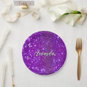 Assiettes En Carton Paillettes Flous Violet Clair Unique