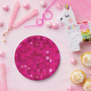 Assiettes En Carton Paillettes Rose Brillantes