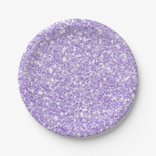 Assiettes En Carton Paillettes scintillantes lilas personnalisées pour