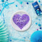 Assiettes En Carton Paillettes violettes, amour graffiti valentine (Fête)