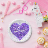 Assiettes En Carton Paillettes violettes, amour graffiti valentine (Fête)