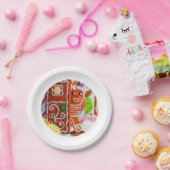 Assiettes En Carton PAIN DE GINGERBREAD MAN Plaques de papier rond 7" (Fête)