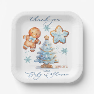 Assiettes En Carton Pain d'épice Boy Christmas Tree Baby shower Merci