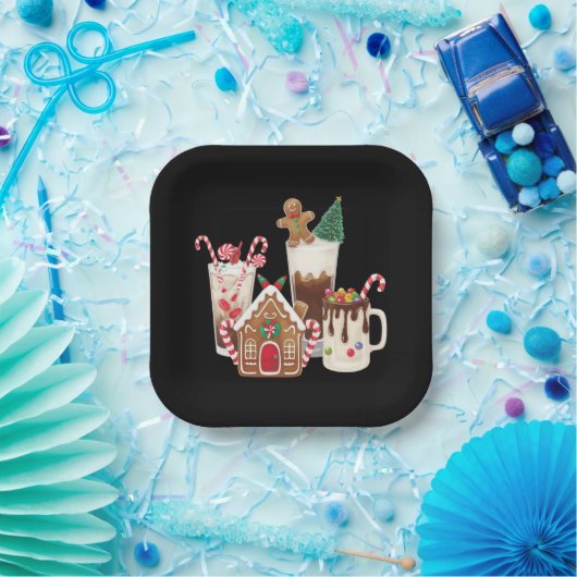 Assiettes En Carton Pain d'épice Noël Café Amant Cadeau Noël (Fête)
