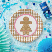 Assiettes En Carton Pain d'épices de Noël Fille Blanc et Rose (Fête)