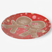 Assiettes En Carton Pain d'épices Fille Garçon Pepperment Noël de Noël (Angle)