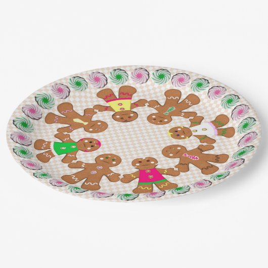 Assiettes En Carton Pain d'épices Garçons et Filles Chèques (Angle)