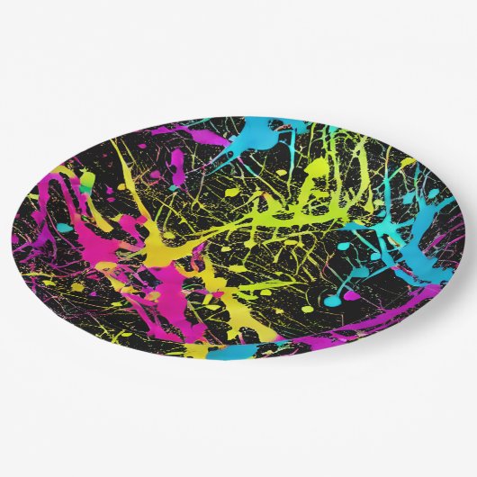 Assiettes En Carton Paint Neon brillant (Angle)