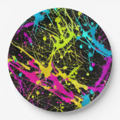 Assiettes En Carton Paint Neon brillant (Devant)