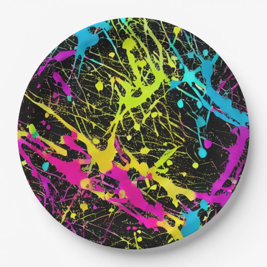 Assiettes En Carton Paint Neon brillant (Devant)