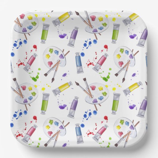 Assiettes En Carton Paint Party Artist (Recto)