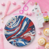 Assiettes En Carton Paint Rouge Blanc Et Bleu Pour Swirl (Fête)