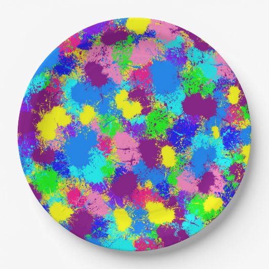 Assiettes En Carton Paint Splatter (Devant)