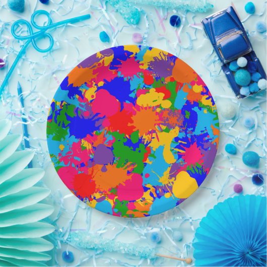 Assiettes En Carton Paint Splatter (Fête)